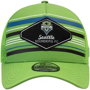 NWT New Era Seattle Sounders Shoreline Stripe Mesh Trucker Snapback Hat GREEN - Picture 1 of 3