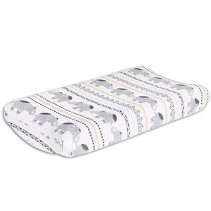 The Peanutshell Boho Grey Elephant and Geometric Baby Changing Pad Cover - Picture 1 of 2