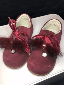 Kotofey Girl Toddler Dress Shoes Size 5.5 Mink Fur & Gem Accents - Picture 1 of 12