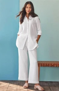New J. Jill Cotton-Gauze Straight-Leg Cropped Pants Women XLP Stretch Waist $79 - Picture 1 of 7