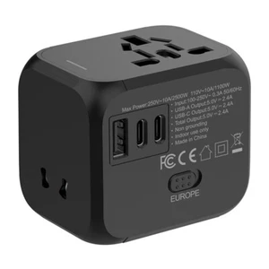 Universal Travel Adapter Worldwide Multi Plug UK EU AU US 2 TYPE-C USB A Charger - Picture 1 of 13
