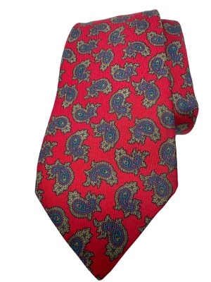 Gieves & Hawkes 100% Seda No. 1 forro con logotipo de corbata de cachemira roja Savic Row London Foto 1 de 4