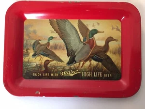 Vintage 1950s Ducks Miller High Life Beer Tin Litho Advertising Tip Tray. - Picture 1 of 12