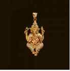 God Ganesha Pendant 14k Yellow Gold Plated Silver 3Ct Round Lab Created Diamond