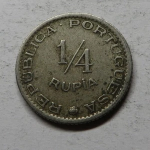 India-Portuguese 1/4 Rupia 1952 Copper-Nickel KM#25 - Picture 1 of 2
