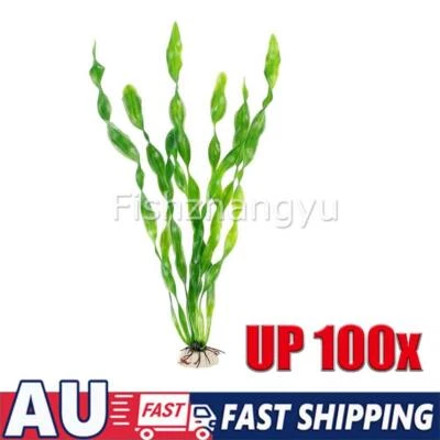 10~100PCS Artificial Fake Plastic Water Grass Plants Fish Tank Aquarium Ornament - image 1 of 4