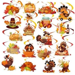 36 PCS Thanksgiving Decorations Hanging Swirls,Happy Thanksgiving Hanging - Picture 1 of 8