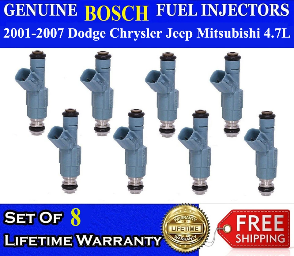 Set of 8 Genuine Bosch Fuel Injectors  For 2001-2007 Jeep Grand Cherokee 4.7L V8 - Image 1 of 1