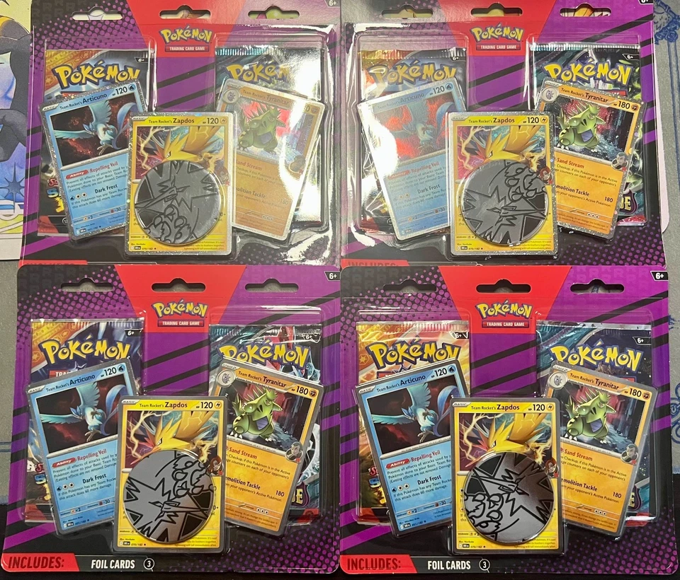 4x Pokemon Pack 2 Blister Pack - Team Rocket's Articuno, Zapdos & Tyranitar Card Foto 1 de 1