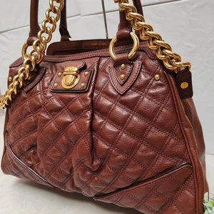 Bolso de Hombro de Cuero Acolchado MARC JACOBS Bolso de Mano Cadena Marrón Usado Bueno Japón - Imagen 1 de 14