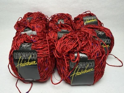Lote de 8 fios de dança flash Grignasco vermelho 497 mistura de algodão viscose feita na Itália - Imagem 1 de 4