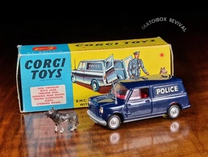 Vintage Original Corgi 448 B.M.C. Mini Police Van With Dog & Original Box Car - Picture 1 of 8