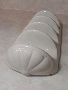Vtg White Ceramic Speckled Taco Stand Server Hold Heat Serving Dish Seashell - Picture 1 of 9