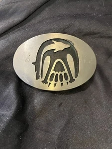 D & J COATS German Silver Belt Buckle Taos New Mexico Bear Rainbow Wolf - Picture 1 of 5