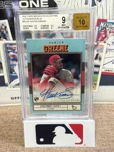 2022 Topps Brooklyn Collection -Hunter Greene- RC #07/30 Auto Blue BGS 9 -Reds - Picture 1 of 2