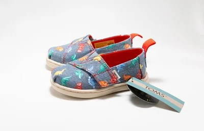 Zapatos Toms Alpargata Azul Marino Cambray Dino Hueso Brilla en la Oscuridad Pequeños Talla 5 Foto 1 de 4