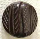 Antique Chunky Thick Carved Brown Bakelite Dress Or Coat Large 1 3/4” Button