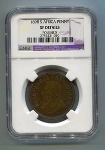 South Africa Zar NGC Graded 1898 Kruger Penny Xf Detail - Picture 1 of 2