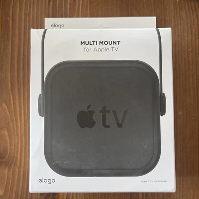 Elago Apple TV Multi Mount 4th and 5th gen Hang, Magnetic, or Screw Mount, Black - Image 1 of 4