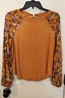 Love Fire cashew long sleeve printed woven sleeve top junior girls size S NWT!