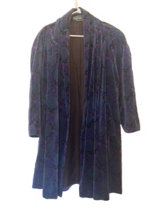 J.L. de Ball, Vintage Paisley Velvet Coat Belted Full Length Cotton - Size M - Picture 1 of 6