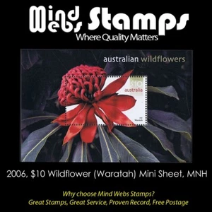 #MS96) Decimal Mini Sheets $10 Australian Wildflowers, Glossy Finish, MNH - Picture 1 of 2