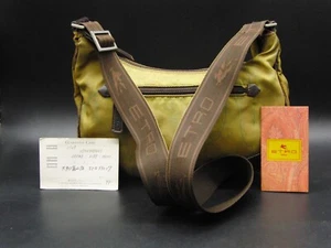 Etro Milano Green Brown Patterned Shoulder Bag Handbag With Adjustable Strap - Picture 1 of 9