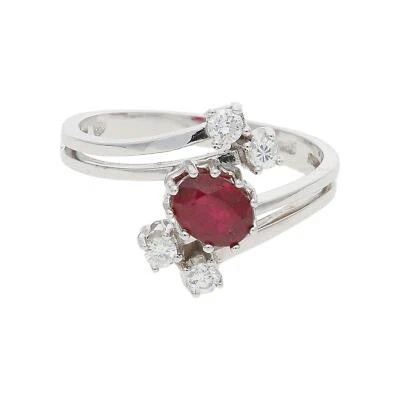 Ring 585/000 (14 Karat) Weißgold mit Rubin und Brillanten, getragen 25323083 - Bild 1 von 3