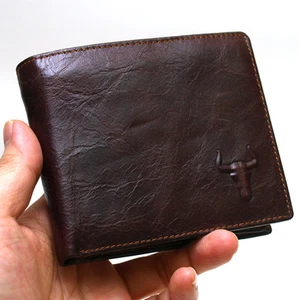 New Mens Cowhide Leather Bifold Vintage Wallet COIN POCKET Purse - Picture 1 of 29