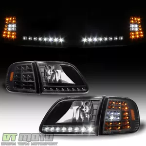 Blk 1997-2003 Ford F150 Expedition Headlights w/ DRL LED Corner Signal Headlamps - Picture 1 of 8