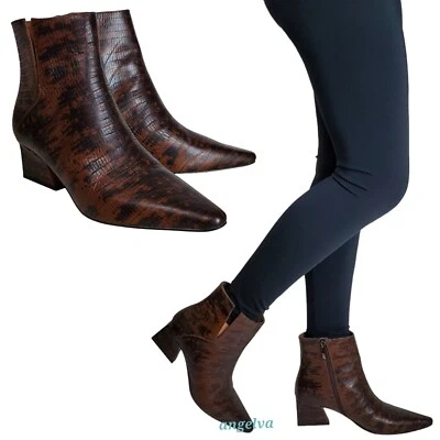 Franco Sarto sandria leather heeled pointed toe ankle western boots espresso - Image 1 of 4