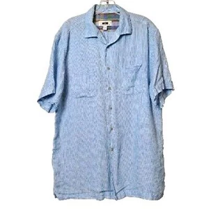 Joseph Abboud Blue Striped 100% Linen Short Sleeved Casual Button Down Shirt XL - Picture 1 of 7