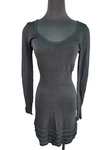 French Connection Black Dress Scoop Neck Long Sleeve Sinched Waist Womens Size 2 - Picture 1 of 10