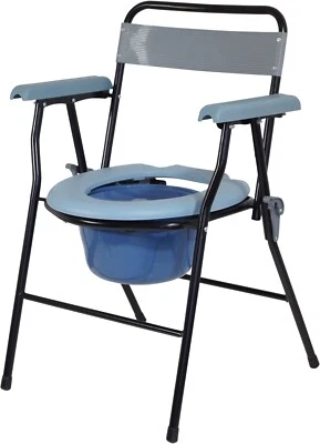 Aidapt Folding Commode Lightweight Portable Mobility Steel 7L Capacity Blue - Image 1 of 4