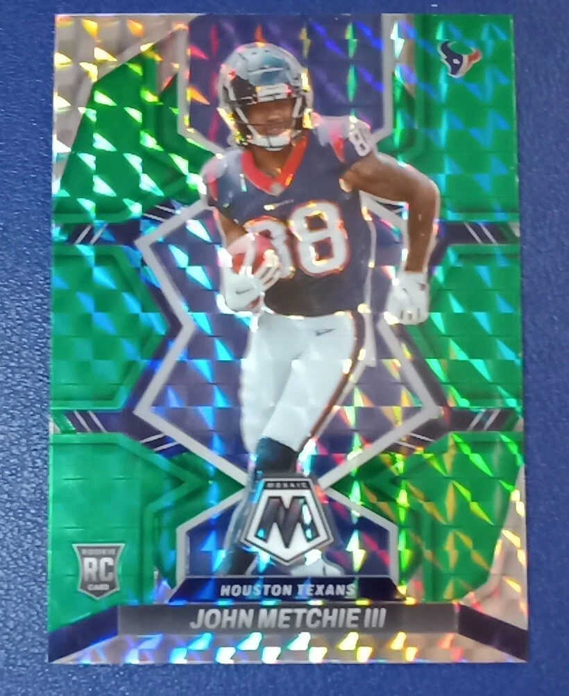 John Metchie III RC Green 2022 Panini Mosaic #317 Prizm Rookie Card Texans