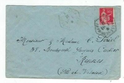 Crucero 1932, Jean Bart, Francia envío a Rennes, rama de paz y olivo 50c Foto 1 de 2