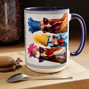 Taza de pollo - The Chicks Come First Mug, regalo para amantes del pollo, taza de dos tonos, 15 oz - Imagen 1 de 9