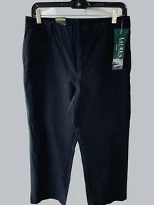 PANTALONES LARGOS RALPH LAUREN DAMAS DISEÑADOR ESTILO CHINO NEGROS PIERNA ANCHA NUEVOS CON ETIQUETAS 10 - Imagen 1 de 6