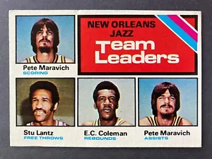 1975-76 Topps #127 New Orleans Jazz Team Leaders w/ Pete Maravich HOF! - Picture 1 of 2