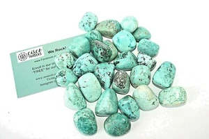 1X Turquoise Chrysocolla Tumbled Stone 20mm Reiki Healing Crystal Throat Chakra  - Picture 1 of 3