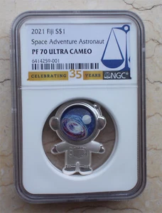NGC PF70 2021 Fiji 10g Solid Silver Coin - Space Adventure Astronaut - Picture 1 of 5