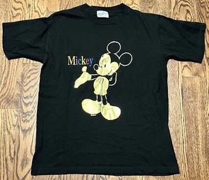 Vintage Mickey Mouse T Shirt Large Velva Sheen Disney 80s Gold Glitter RARE - Picture 1 of 4