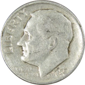 1952 Roosevelt Dime AG About Good 90% Silver 10c US Coin Collectible - Picture 1 of 2