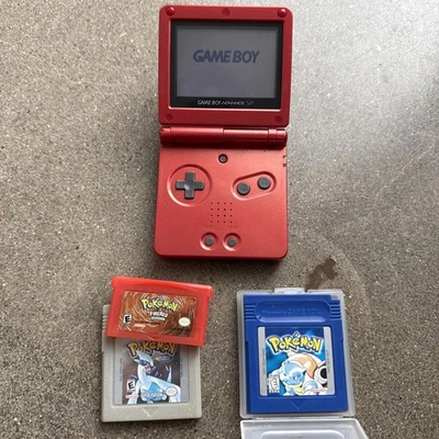 Nintendo Game Boy Advance SP Rojo Llama (con Cargador) y 3 JUEGOS POKEMON Foto 1 de 4