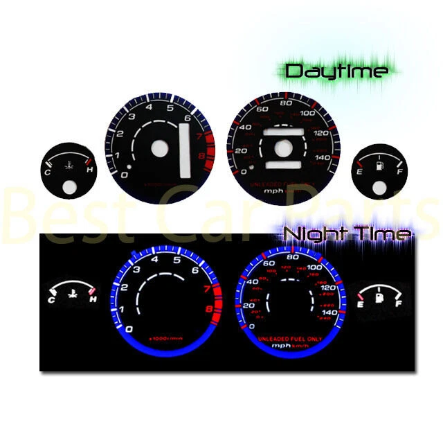 BLACK 94-01 Acura Integra RS/GS/LS AT INDIGLO GLOW BLUE/WHITE EL REVERSE GAUGES - Image 1 of 1