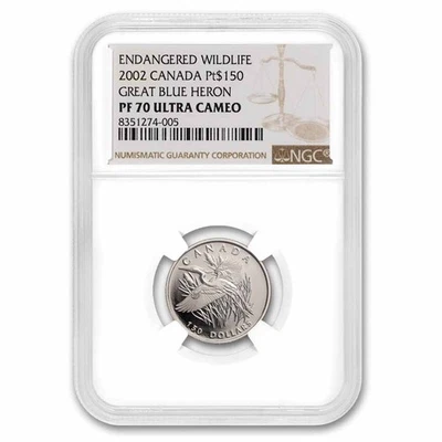 2002 Canada 1/2 oz Proof Platinum $150 Great Blue Heron NGC PF-70 - Image 1 of 3