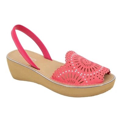 Sandalias de cuña Kenneth Cole Reaction para mujer de vidrio fino láser rosa talla 7 1/2 Foto 1 de 4