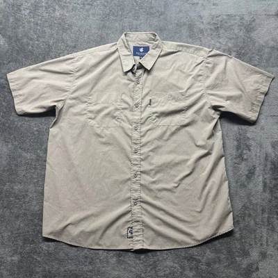 Rocawear Shirt Mens 3XB Big Beige Short Sleeve Button Up Classic Casual Pockets - Image 1 of 4