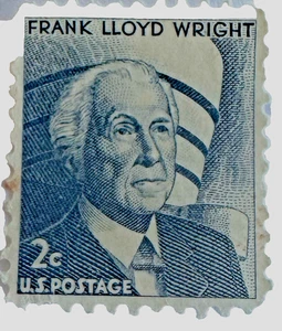 1966 Frank Lloyd Wright 2c US Postal Stamp Blue Excellent MONEY BACK GUARANTEE - Picture 1 of 3