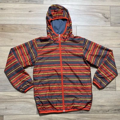 Chaqueta de nailon con capucha cremallera completa a rayas Columbia para niños talla grande gris rojo naranja Foto 1 de 4